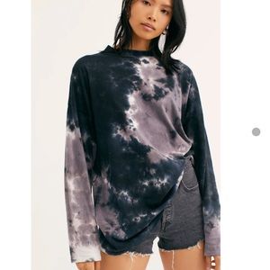 Free People Be Free Tie Dye Tee in Charcoal Combo